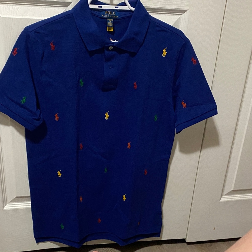 BNWT Polo by Ralph Lauren Kids Polo Shirt in Blue with Colorful Embroidery